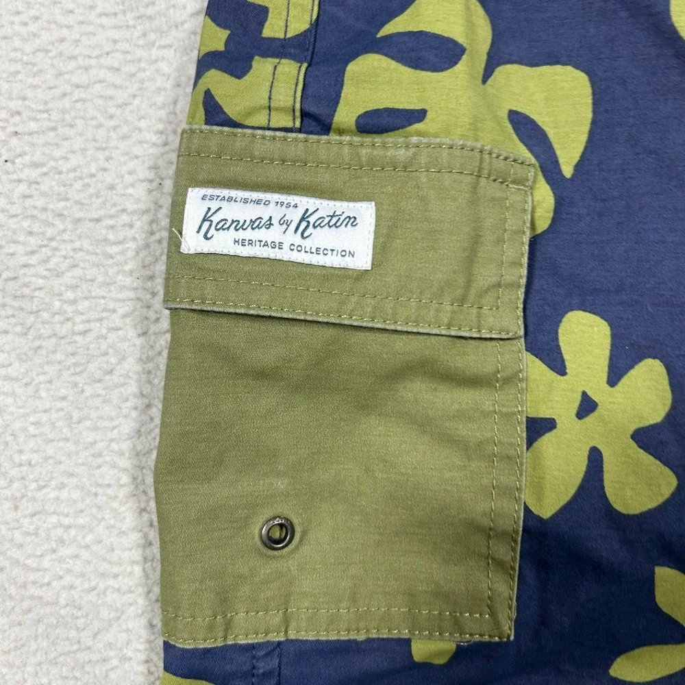 Kanvas by Katin Board Shorts Mens 32 Navy Blue Green Floral Tropical Heritage